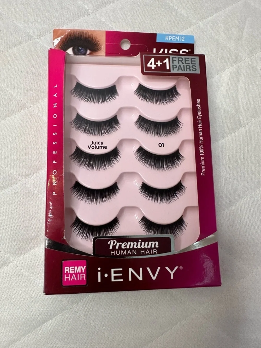 Kiss i-ENVY Juicy Volume False Eyelashes (4+1Pack) 100% Human Hair KPEM12 NEW